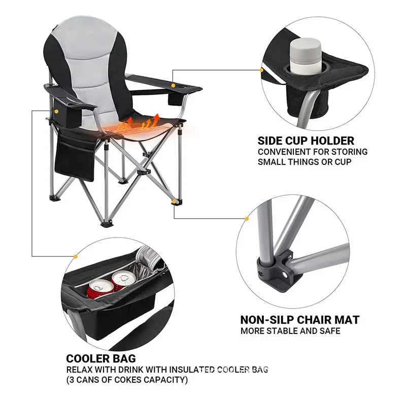 Customization Outdoor Heated Folding Picnic Camping Fishing Chair with Ice Bag