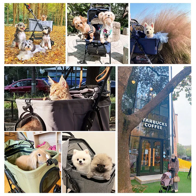 Hot-selling Luxury Quality Aluminum Alloy Detachable Large Pet Stroller 4 Wheels Dog Cat Stroller