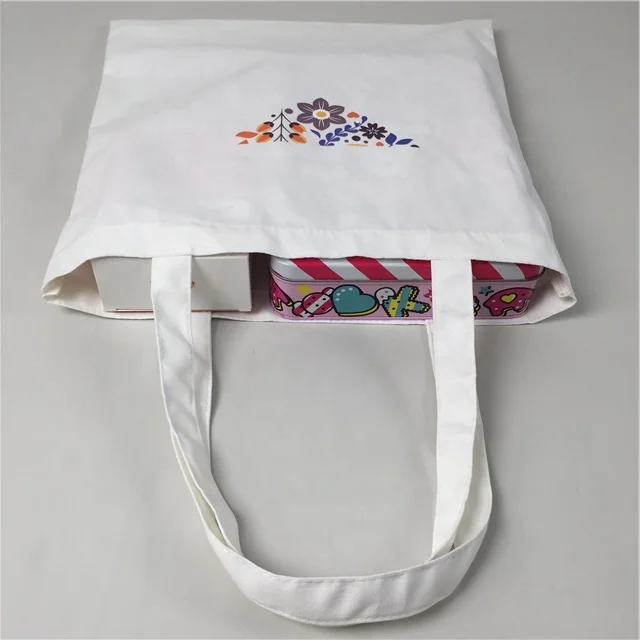 Cotton Tote Bag Cotton Shopping Bag White Beige Heat Transfer Logo Canvas Cloth Bag