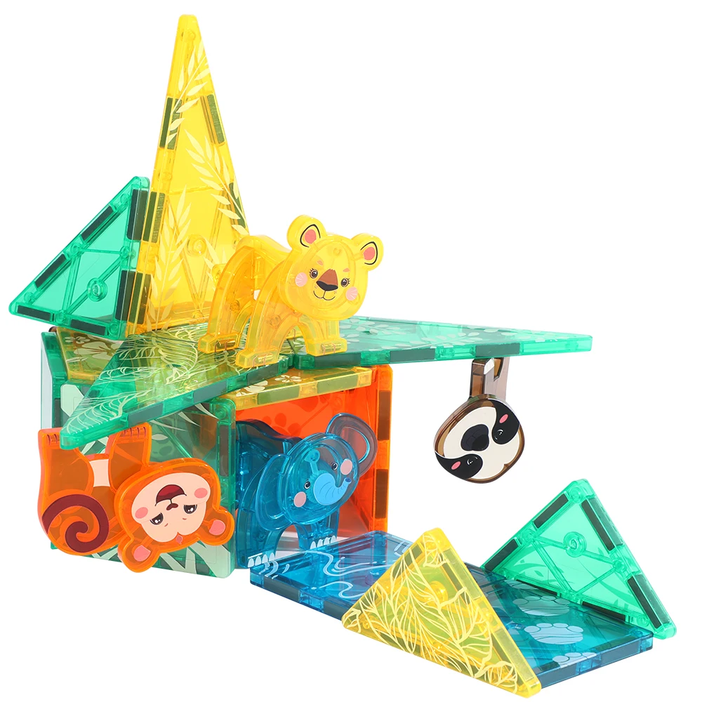 Newly customizable 56 pcs Magnetic Building Blocks toys Animal Models Magnetic Tiles Toy For Kids