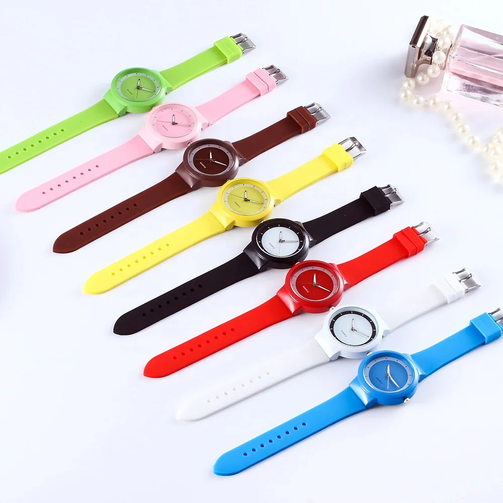 Couple watches wholesale candy color casual simple silicone jelly color quartz student watch