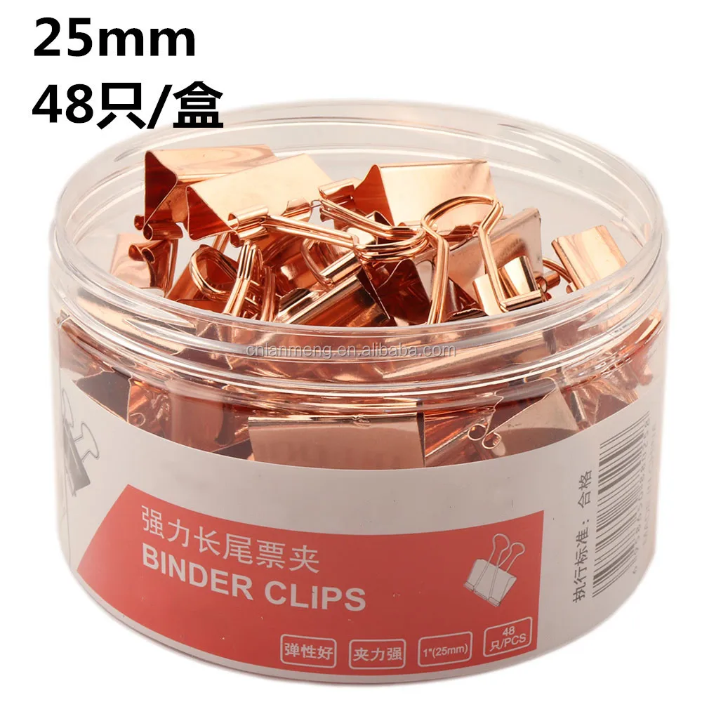 25MM rose gold metal  fold back paper clips     binder clips 48pcs