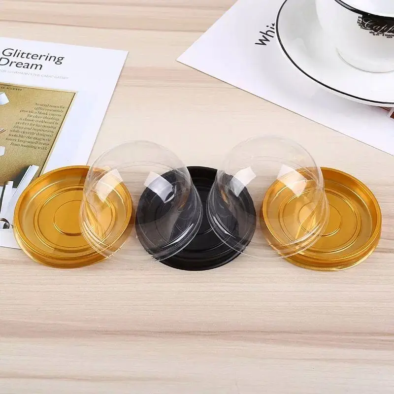 Golden Semi-circular Plastic Packaging Box, Moon Cake Tray Packaging Box, Baking Packaging Box