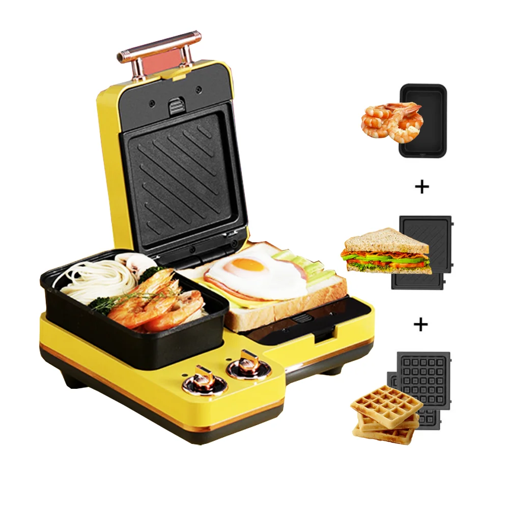 3-in-1  Fantai Sandwich Maker with Detachable Non-stick Plates and small cooking pot for shrimps