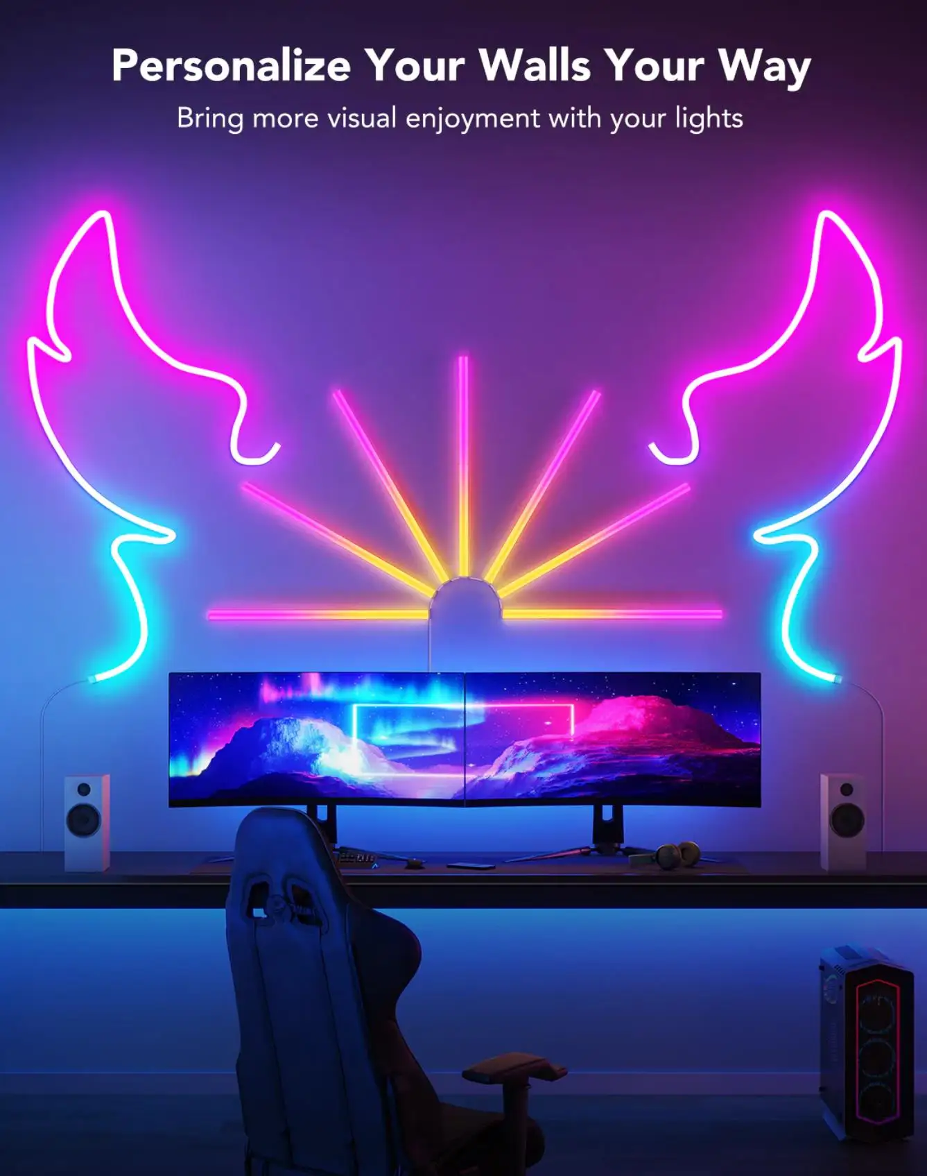 New design gaming room decor holiday indoor lighting colour changing rgb Smart led tube light bar