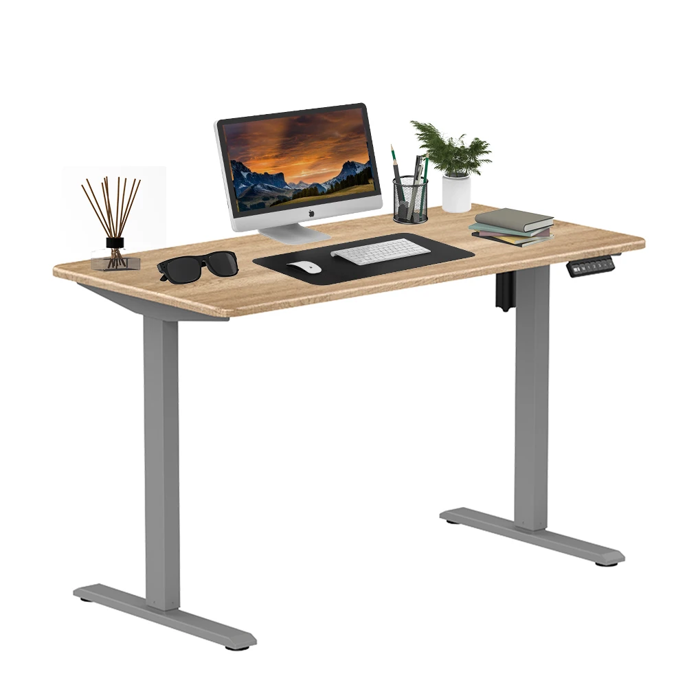 Luxury Electric Single Motor Sit To Stand Up Computer Gaming Desk White Frame Adjustable Height Desk Frame For Office Table