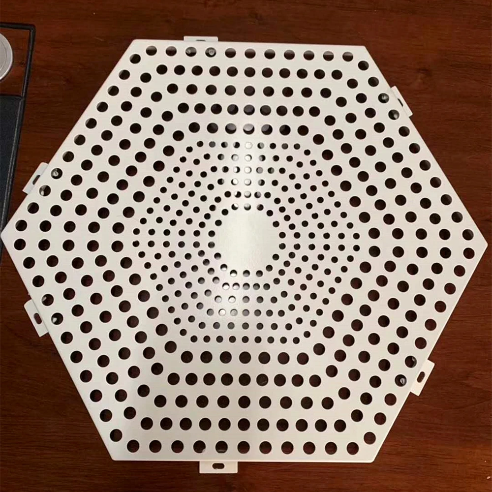 building project solid carved panel decorative hexagonal aluminum perforated metal sheets
