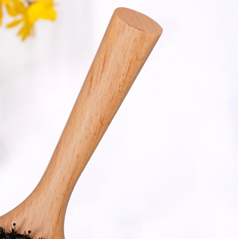 Лазерная Гравировка Логотип длинная ручка деревянная расческа из бука Массажная кабан нейлоновая щетина распутывающаяся щетка для уменьшения спутанных волос