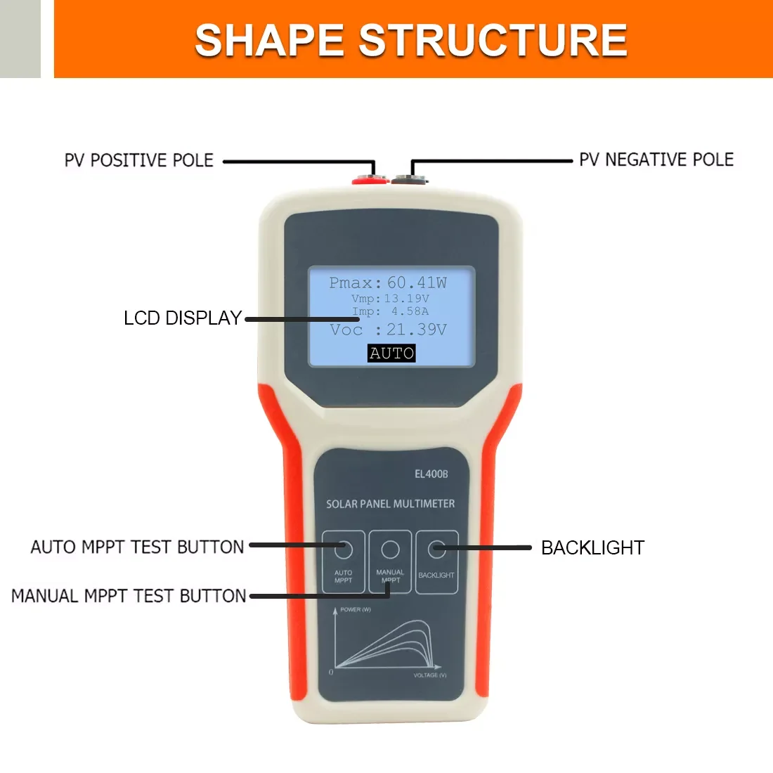 EL400B LCD MPPT solar panel multimeter tester smart current tester voltage tester digital power meter VOC