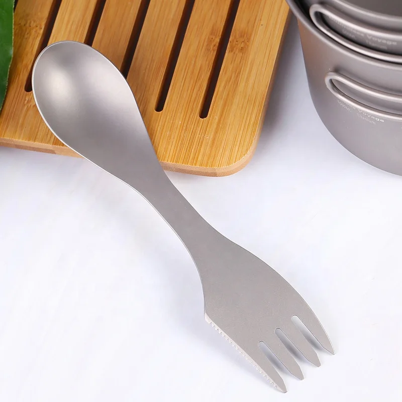 3 in 1 Metal Outdoor Travel Picnic Titanium Spork camping fork and spoon knife cutlery set