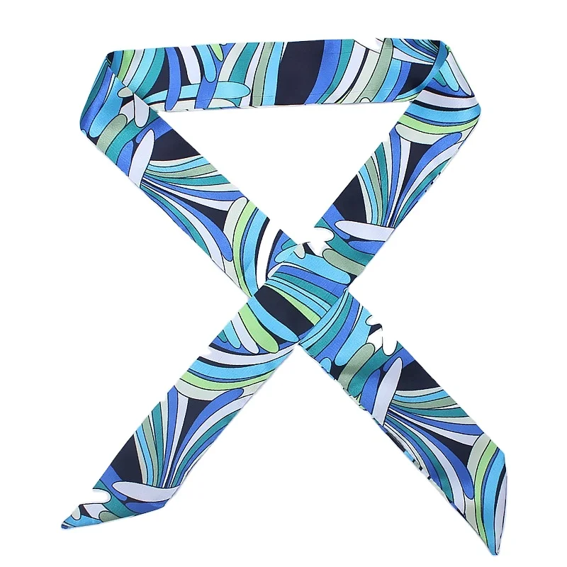 Small Silk Scarf For Women 2023 New Print Handle Bag Ribbons Brand Fashion Head Scarf Small Long Skinny Scarves Wholesale