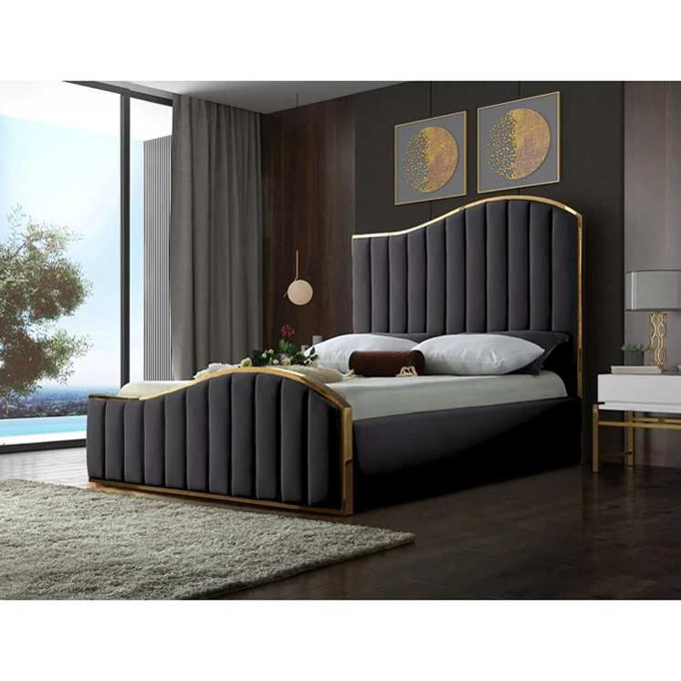 Winforce Hotel Homestay King Size Rattan Wooden Frame Bedroom Bed Furniture
