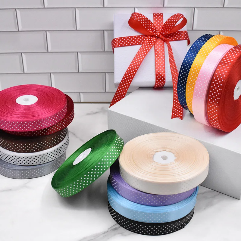 Factory Wholesale Dots Printed Ribbon For Hair Bows Custom Logo Cute Pretty  Dots Polka Ribbon