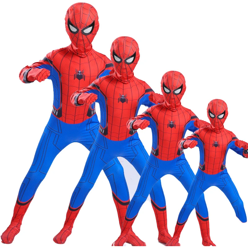 High Quality Parent-children Parallel Anime Black Spider Man Jumpsuit TV&Movie Cosplay Spiderman Halloween Costume