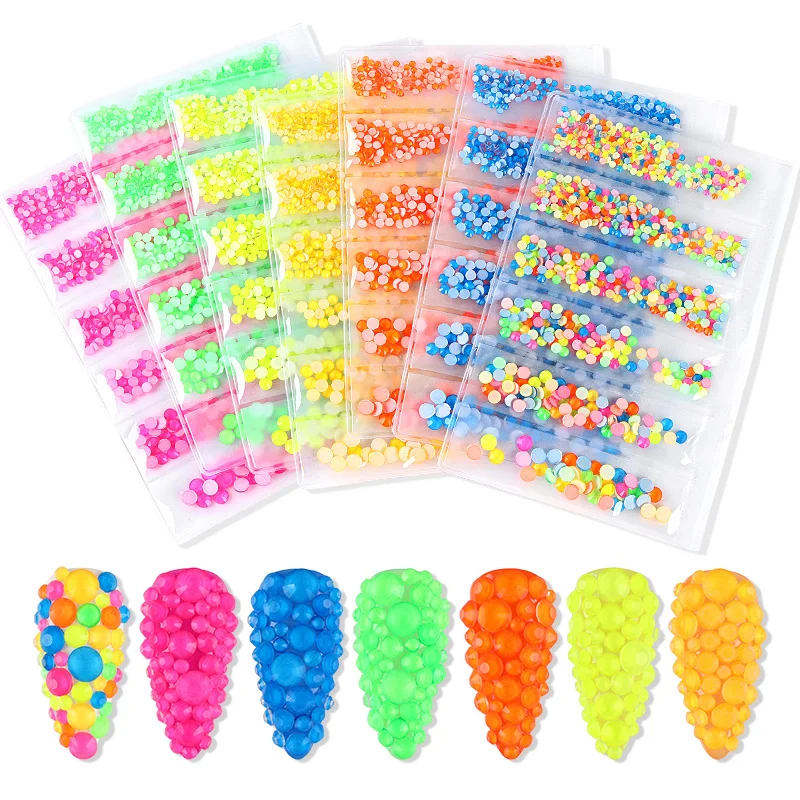 Wholesale Cheap 6-grid Mixed Crystal Non Hotfix Super Flash Strass Glass Flatback Fluorescence Crystal Rhinestones Nails