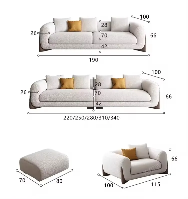 Nordic living room fabric sofa Modern creative cashmere sofa combination