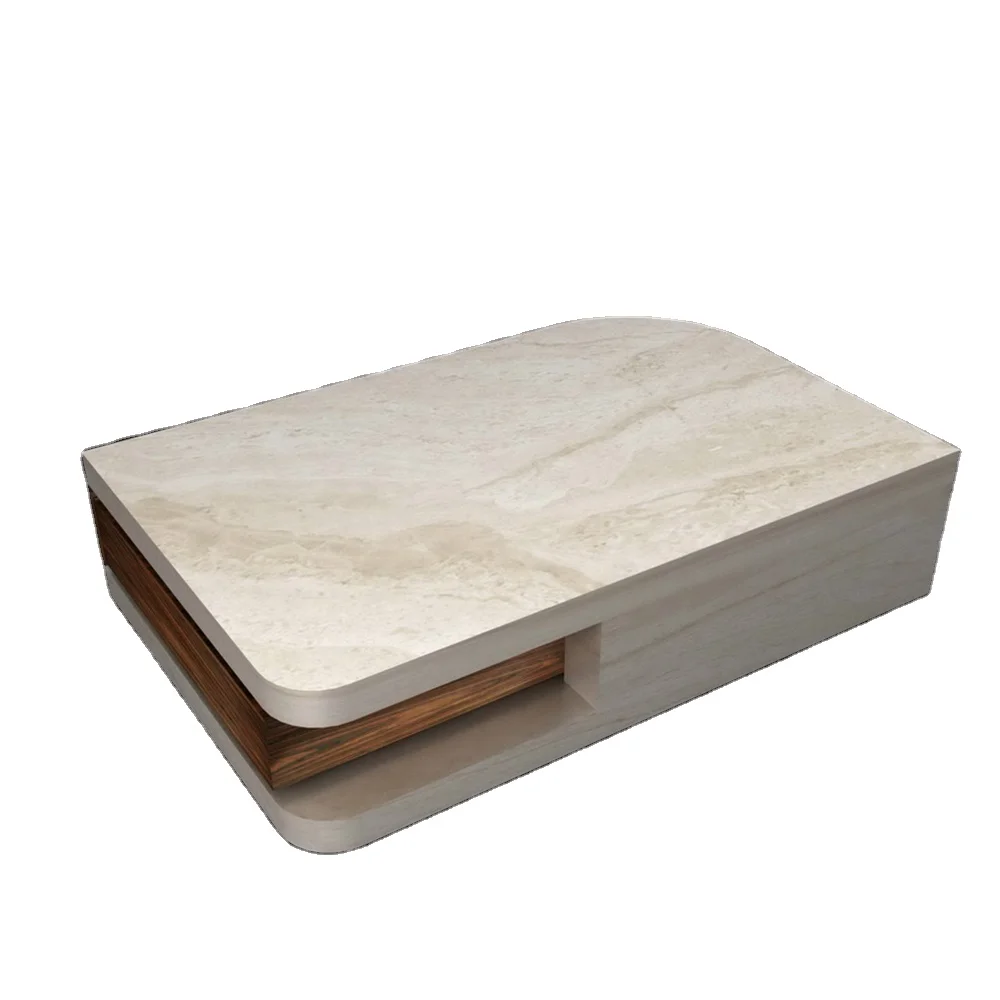 Подвеска из натурального травертина Высококачественная мебель для гостиной круглая угловая мраморная плита журнальный столик