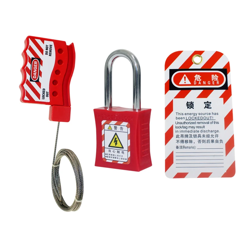 1.8Meter Length Nylon Safety Sheathed Metal Cable Lockout with 3mm Diameter