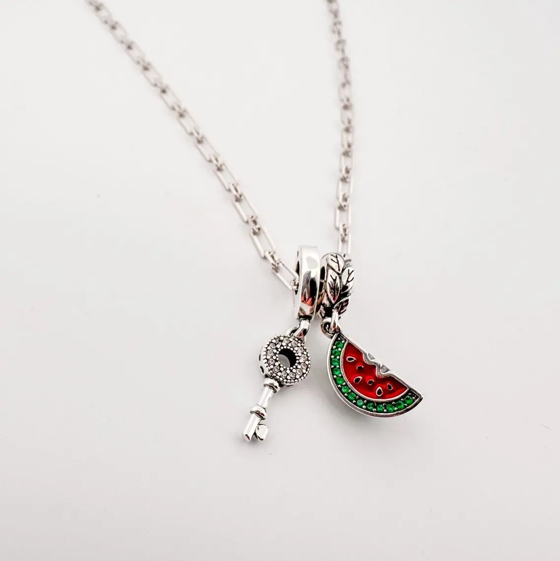 Wholesale New Products Palestine Watermelon Jewelry Key Charm Set Necklace 316l Stainless Steel Tarnish Free Pendant Necklace