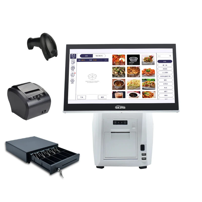 Built-in 80mm thermal printer 15.6 inch windows all in one pos terminal