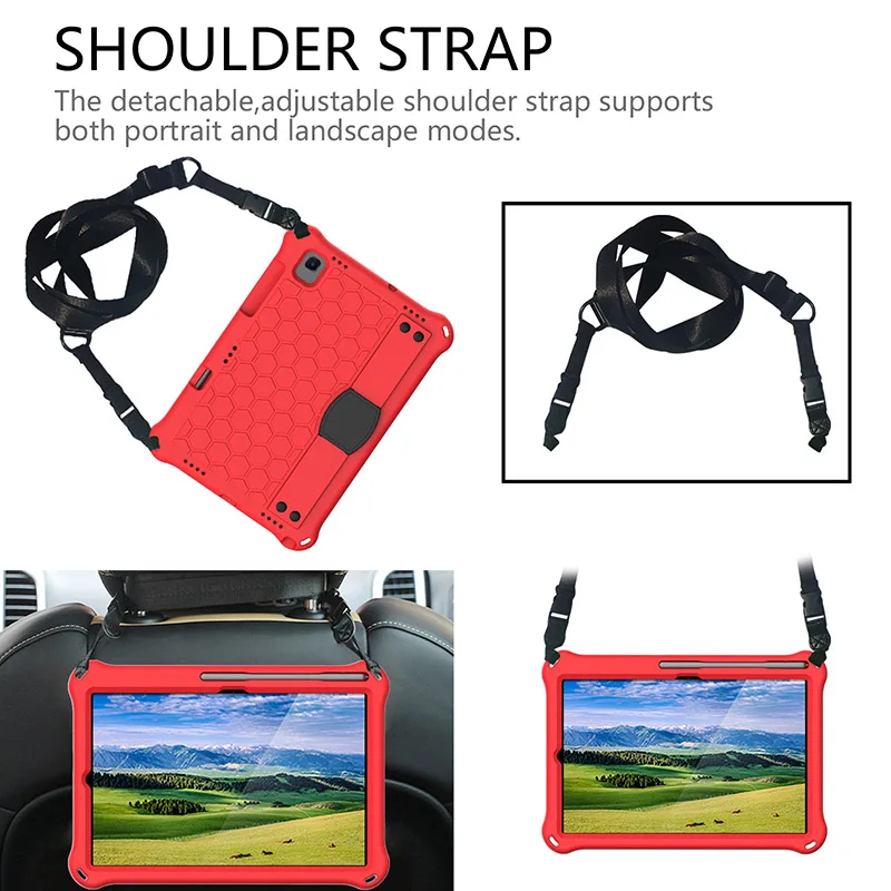 Tablet defender with shoulder strap handle pencil slot case for Samsung Galaxy Tab S5E 10.5 inch T720 T725 honey combs on back