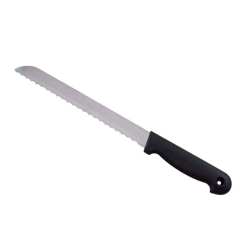 8 Inch Black PP Handle Serrated Blade Bread Knife Cake Server Knife