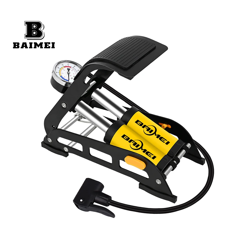 BM Customizable Portable Bicycle Tire Pump Gauge Foot Pedal Portable Floor Air Pump Mini Bicycle Foot Pump