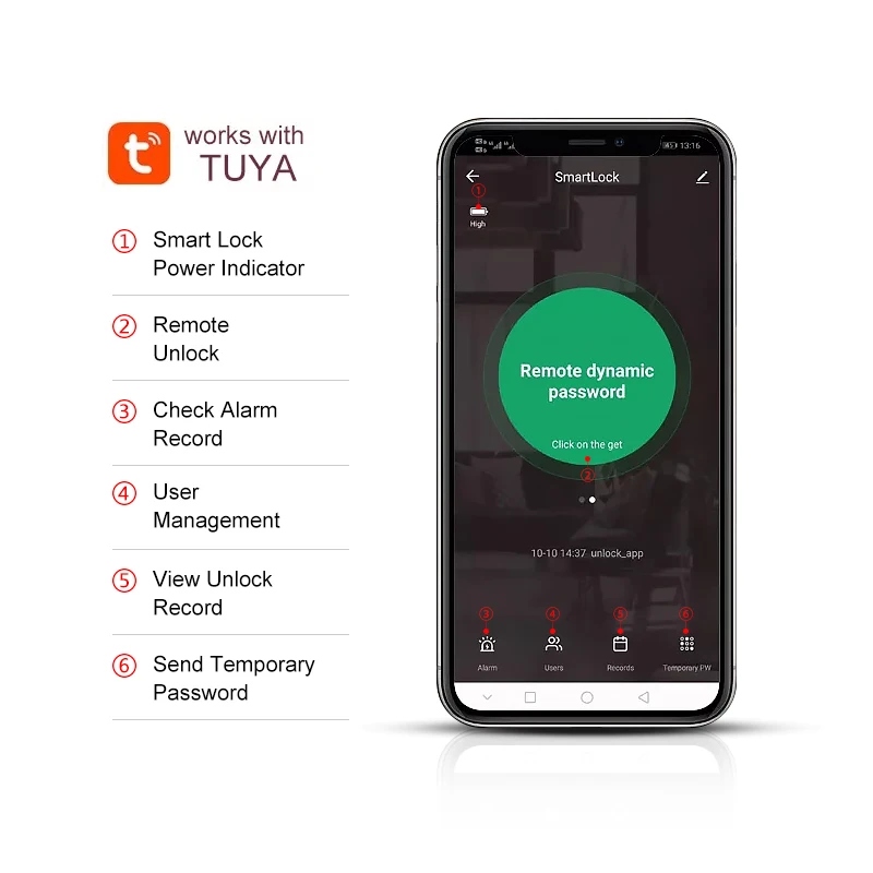 Hotel Wireless Wifi Tuya App Control Password Card Finger Print Electronic Safety Small Smart Door Lock