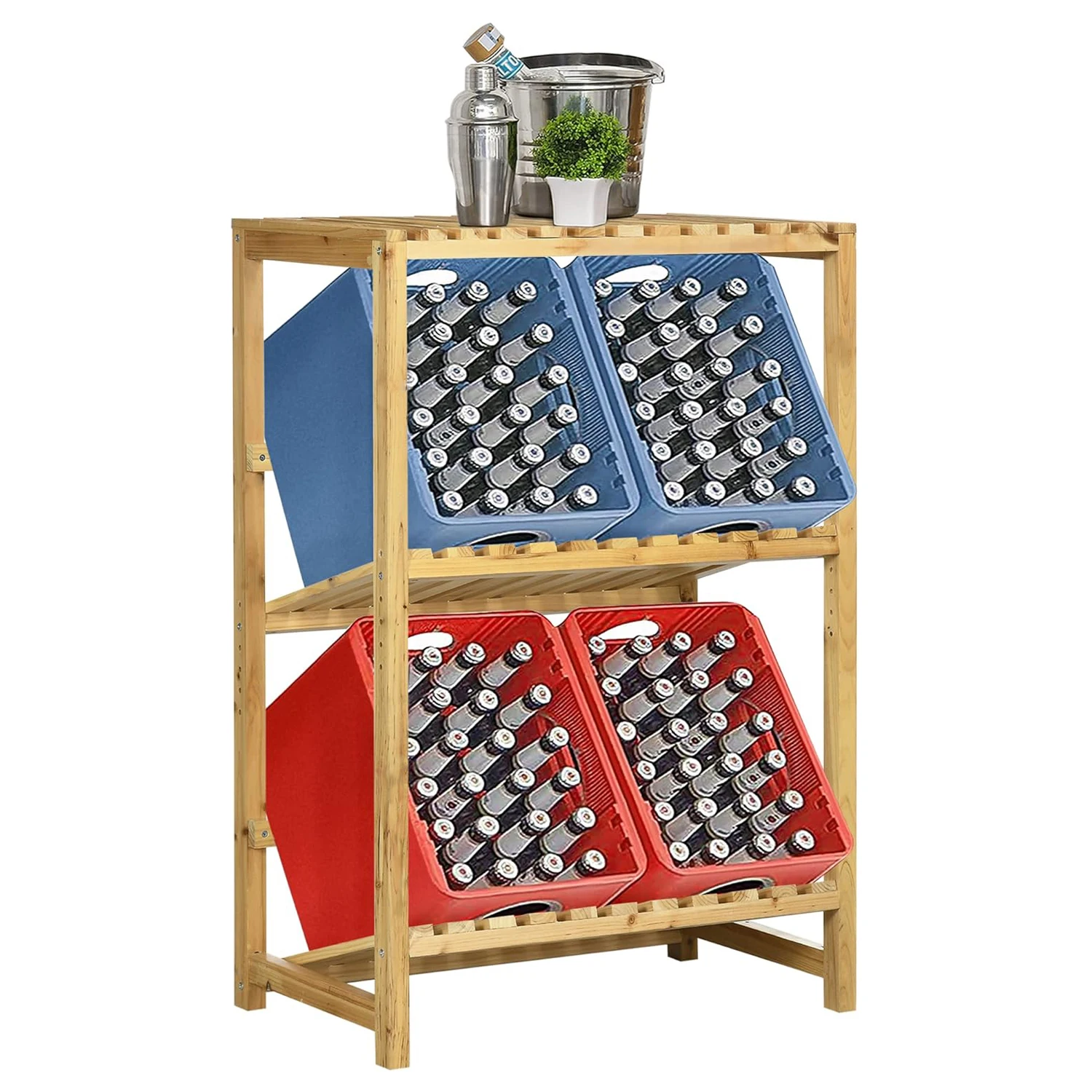 Многофункциональная стойка для домашних бутылок с деревянными ящиками для напитков и напитков