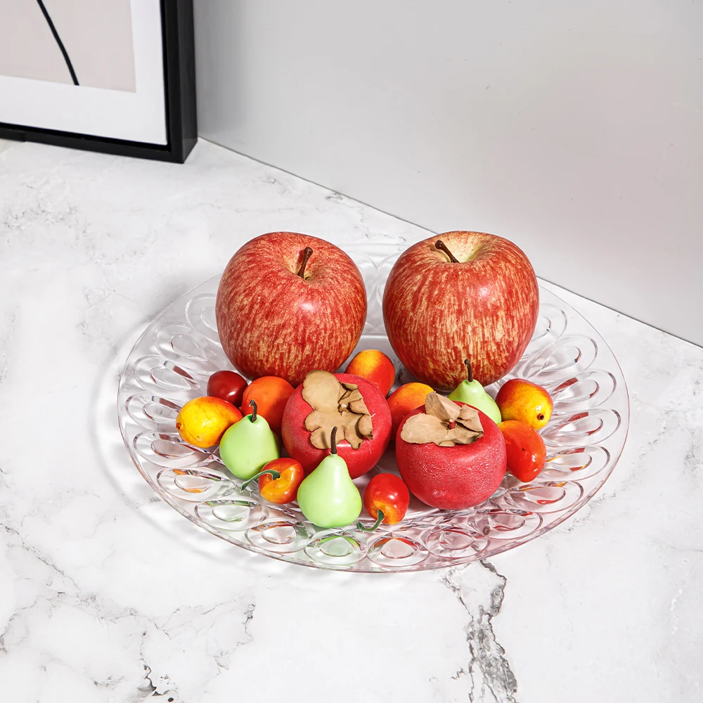 Creative transparent bar home fruit plate snack plate two-piece set peacock pattern acrylic plastic candy plate