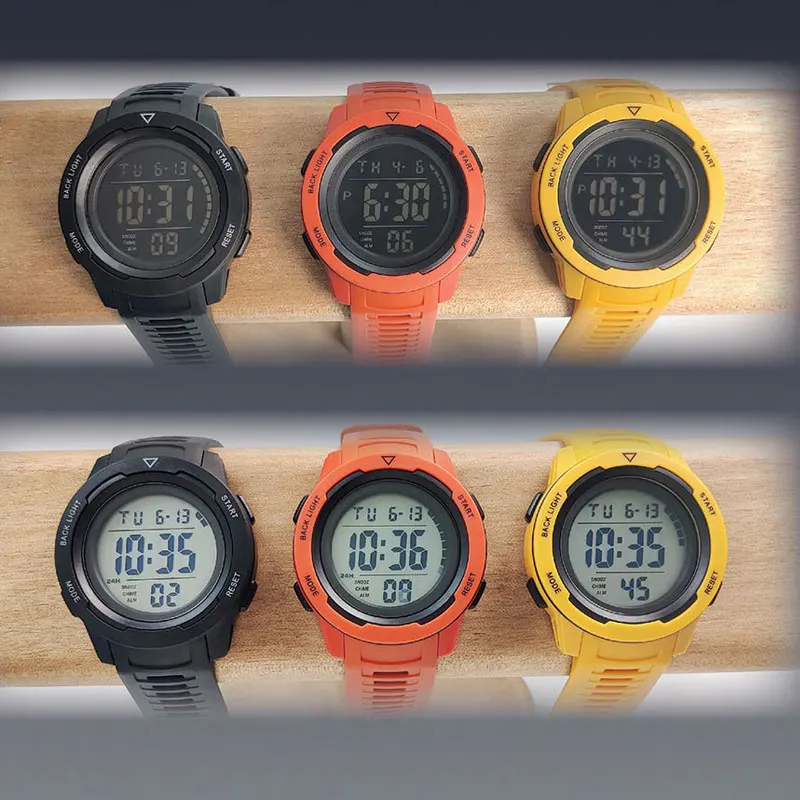 Waterproof Dual Time Sport Digital Watch With Alarm Stopwatches Timer