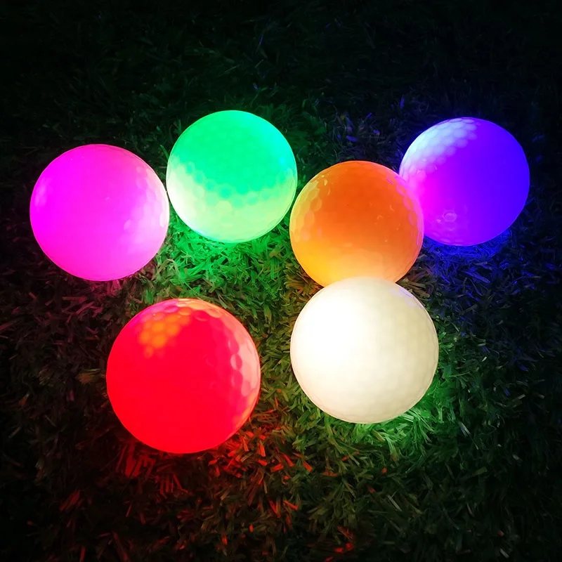 Night light up golf play balls with custom logo glow in the dark LED light up golf balls gift set luminous light up golf balls
