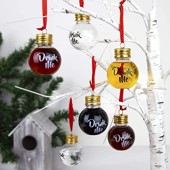 Booze Filled Christmas Tree Ornaments Plastic christmas balls  Festive Boozeballs, Medium, CLEAR