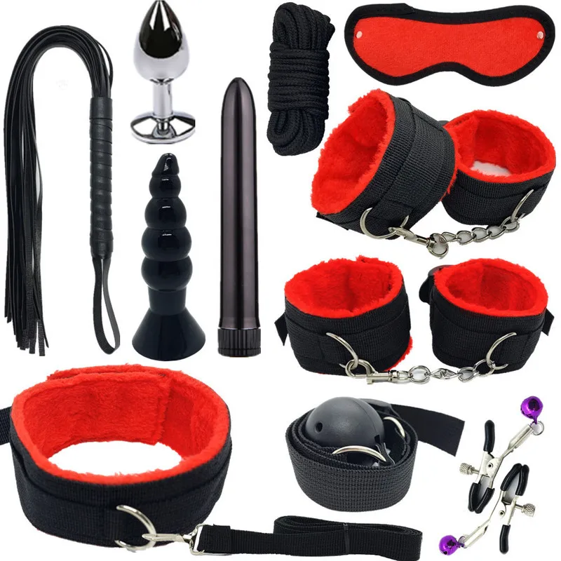 
11 Pcs Bondage Gear Adult Sex Toys SM Restraints Slave Fetish Toys Kit Game Handcuffs For bdsm set Women Sexual adult product 