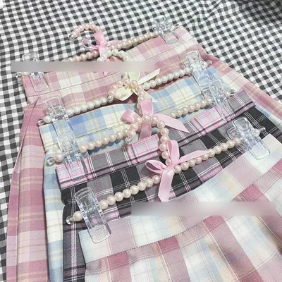 DS962 Custom Plastic Transparent Coat Hangers Non-Slip Space Saving Suit Hangers Glitter Acrylic Gold Powder Pearl Hanger