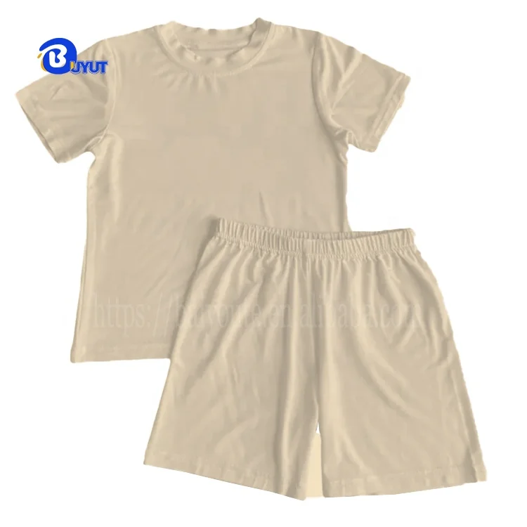 US unisex kids Blank Sublimation tee and short in a set DTF silk screen printing LOGO children tshirts and pants clothing sets