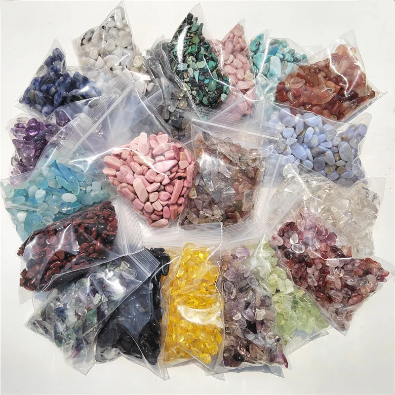 natural obsidian purple white crystal turquoise red coral  rhodonite crushed  crystal chips gravel