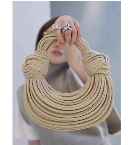 Exquisite Hand Woven Noodle Bag Featuring Knotting Bread Dumplings Clouds Design Ideal for Fashionistas