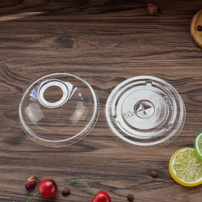 Clear 12/16/20/24oz Plastic Frozen Drink Cup Bubble Fruit Salad In Plastic Cup With Demo Lid