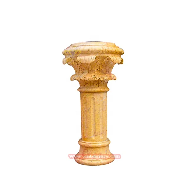 Indoor Luxury Stone Art Sculpture Wedding Decorative Base Polished Marble Pillar Design