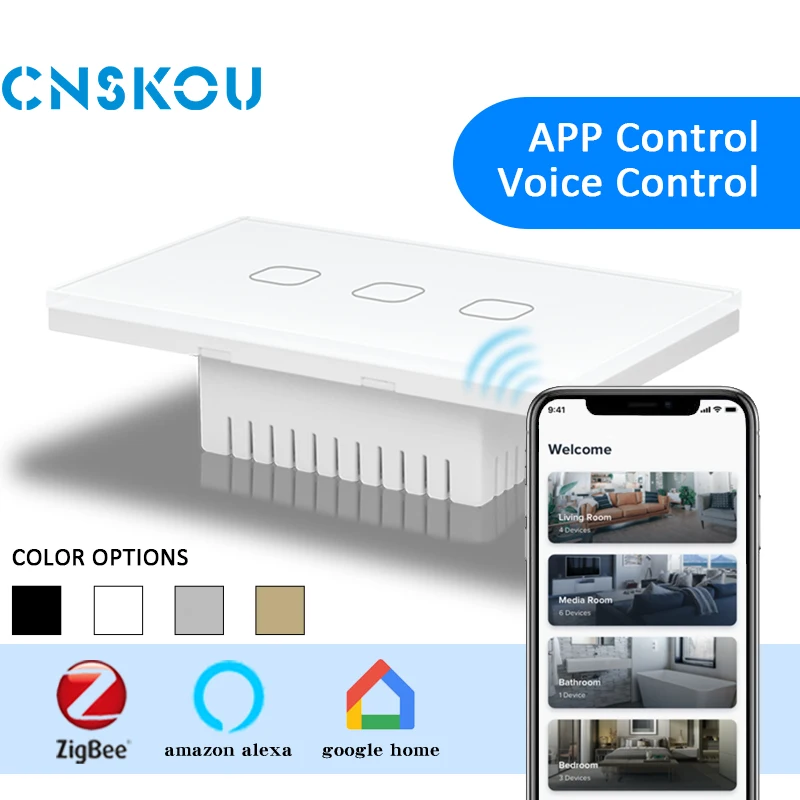 China Made US Standard Crystal Glass Manufacturer Smart Touch Zigbee Dimmer WiFi Electrical Switch