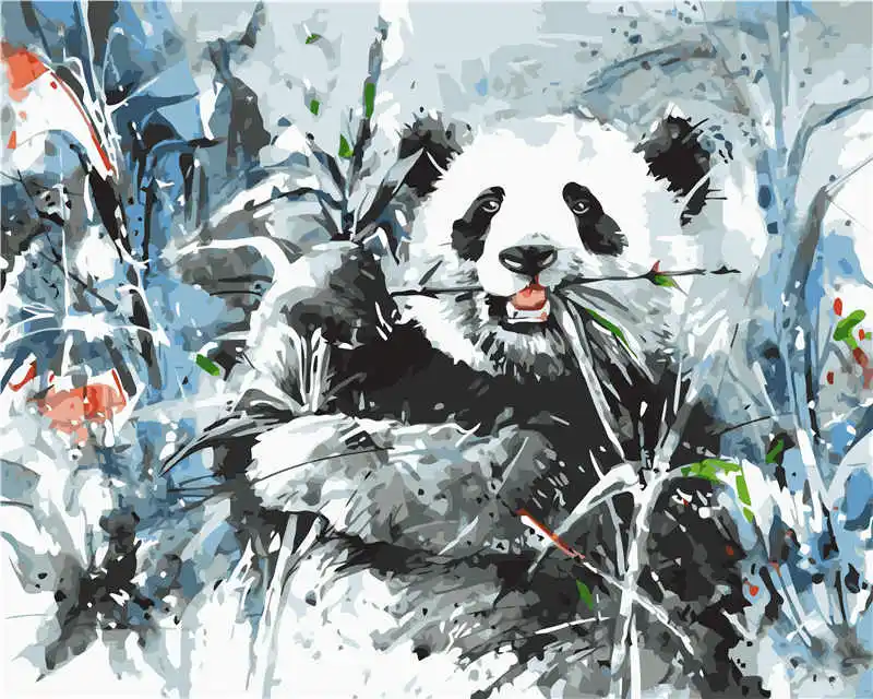 
40*50 cm VA-1207Lovely Panda Hand Painted Decoration Acrylic Digital Animal Oil Painting 