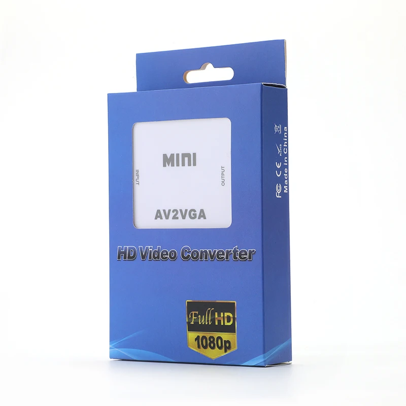 AV TO VGA converter adapter RCA LCD Projector Monitor TV Converter PC Video VGA 15Pin  Support Signal Output