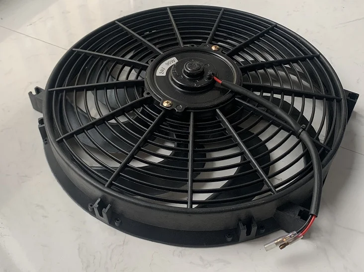 Cheap 14inch 24V bus radiator fan motor 130W condenser fan with curved baldes