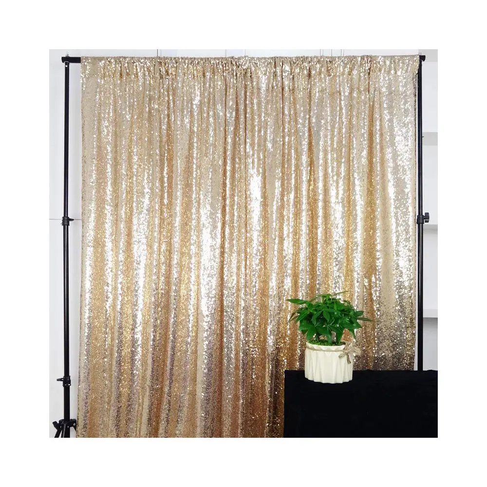 High Quality Glittering Pipe And Drape Drape 4ft x 6ft Champagne Wedding Party Sequin Backdrop