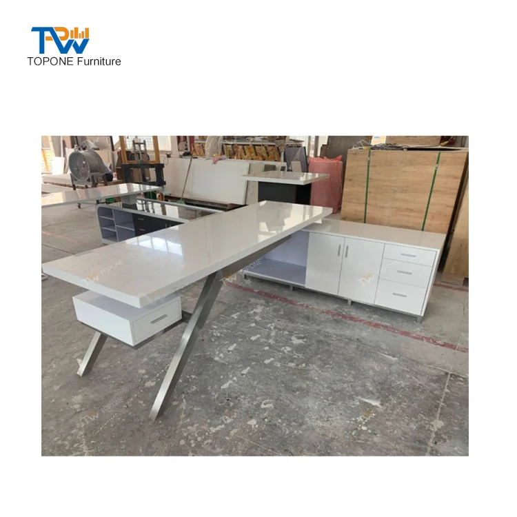China produce low price office table luxury office furniture artificial stone office desk top