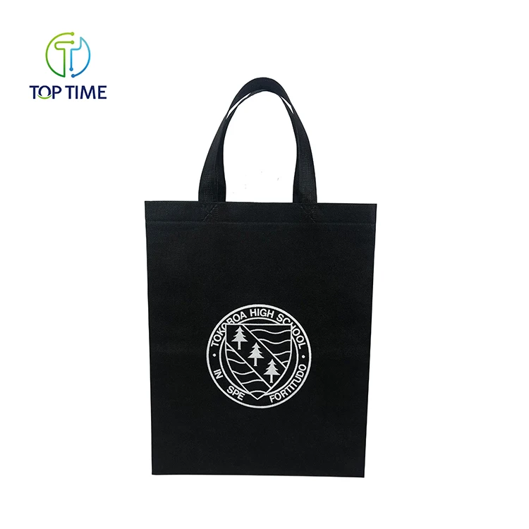 Custom Silk Screen Printing Non Woven Fabric PP Shopping Bags Black With Logos