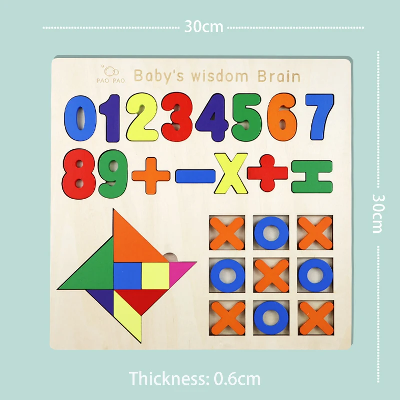 Multi-functional digital cognitive shape building block matching board early education board game wooden puzzle 3d children toys