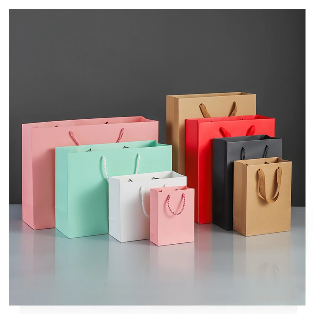 White Color Competitive Price Gift Paper Bags Recycle Material Ribbon Handle Custom Shopping Kraft Paper Bag With Your Own Logo