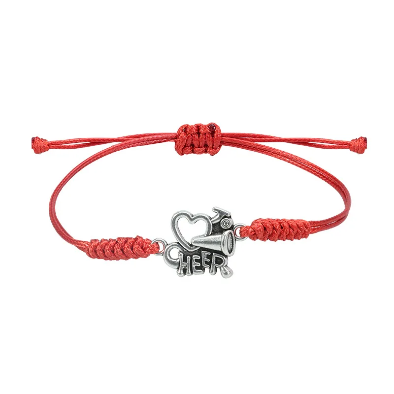 New Popular Style Cheerleading Woven Bracelet Sports Cheer Refueling Waxed Thread Textile Handmade Bracelet